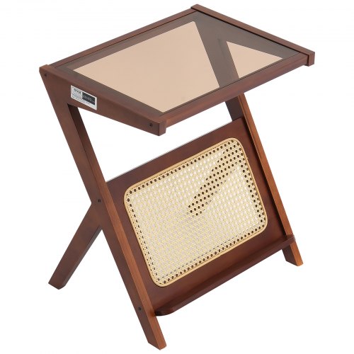 Rattan Coffee Table ZShaped Rattan Woven Bamboo Coffee Table with Tempered