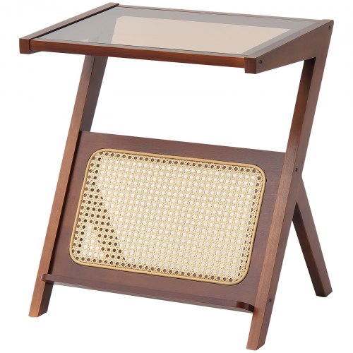 Rattan Coffee Table ZShaped Rattan Woven Bamboo Coffee Table with Tempered