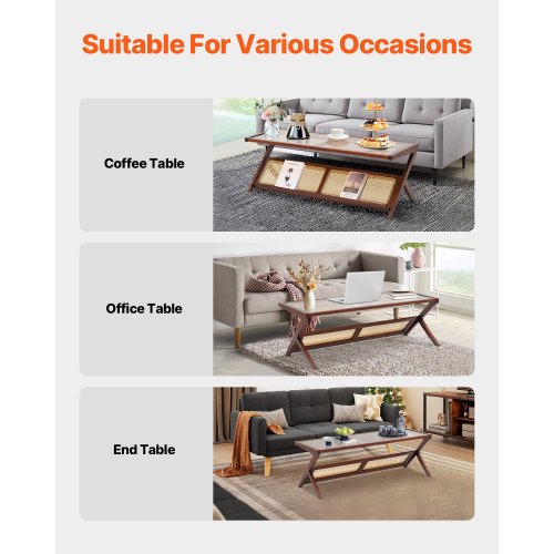 Rattan Coffee Table ZShaped Rattan Woven Bamboo Coffee Table with Tempered