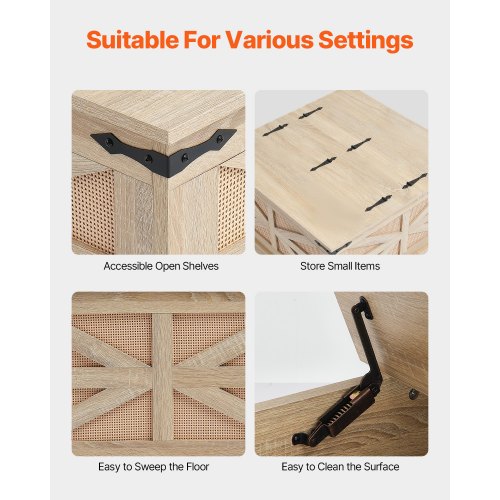 Rattan Coffee Table Rectangle PE Rattan Woven Wood Coffee Table with MDF