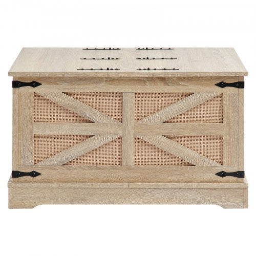 Rattan Coffee Table Rectangle PE Rattan Woven Wood Coffee Table with MDF