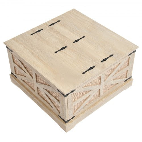 Rattan Coffee Table Rectangle PE Rattan Woven Wood Coffee Table with MDF
