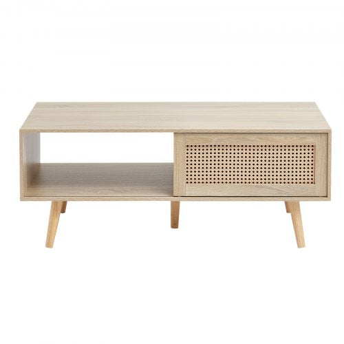 Rattan Coffee Table Mid Century Modern Coffee Table Rectangle Wood Coffee