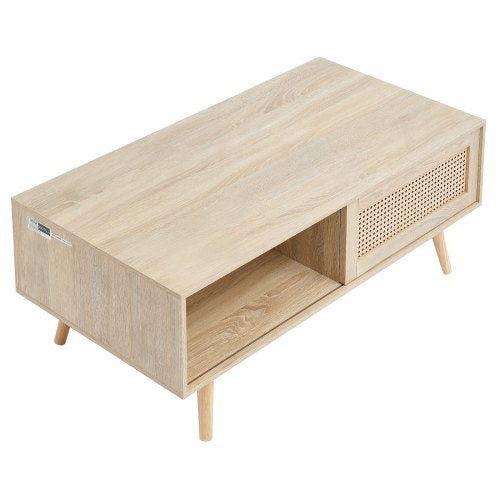 Rattan Coffee Table Mid Century Modern Coffee Table Rectangle Wood Coffee