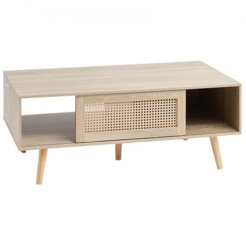 Rattan Coffee Table Mid Century Modern Coffee Table Rectangle Wood Coffee