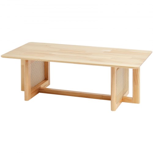 Rattan Coffee Table Rectangle Rattan Woven Wood Coffee Table with Rubber