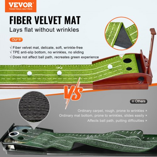 Golf Putting Mat 2 Hole Indoor Golf Putting Green WrinkleFree Golf