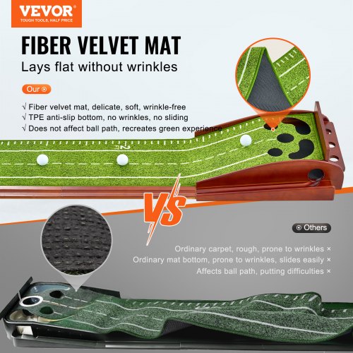 Golf Putting Mat 5 Hole Indoor Golf Putting Green WrinkleFree Golf