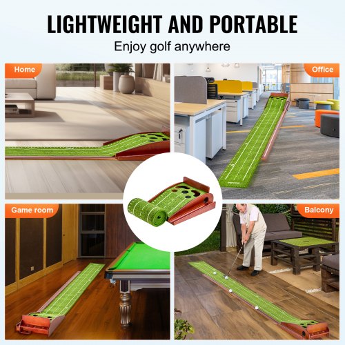 Golf Putting Mat 5 Hole Indoor Golf Putting Green WrinkleFree Golf