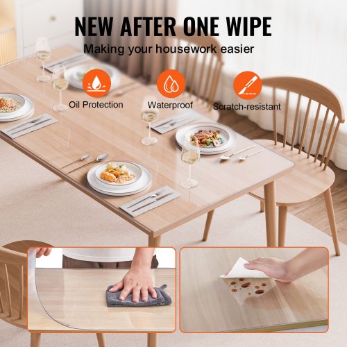 Plastic Table Cover 16 x 32 Inch 1.5 mm Thick Clear Table Protector