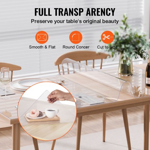 Plastic Table Cover 16 x 32 Inch 1.5 mm Thick Clear Table Protector