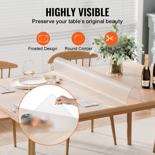 Plastic Table Cover 24 x 48 Inch 1.5 mm Thick Frosted Table Protector