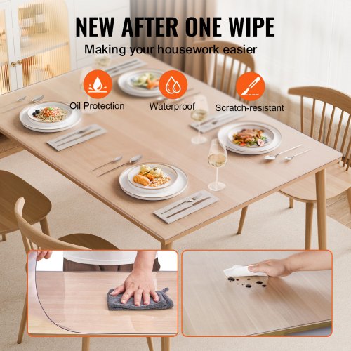Plastic Table Cover 36 x 60 Inch 1.5 mm Thick Frosted Table Protector