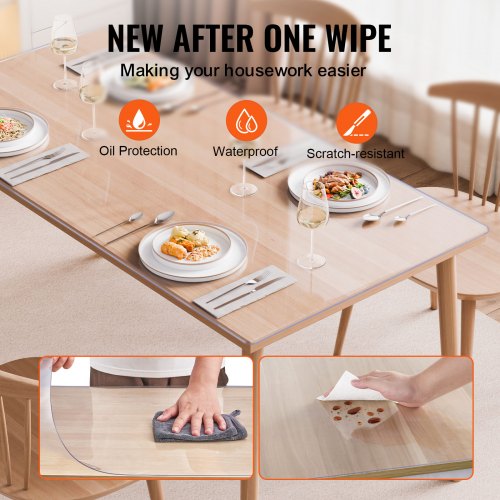 Plastic Table Cover 40 x 80 Inch 2.0 mm Thick Clear Table Protector