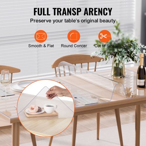 Plastic Table Cover 40 x 80 Inch 2.0 mm Thick Clear Table Protector