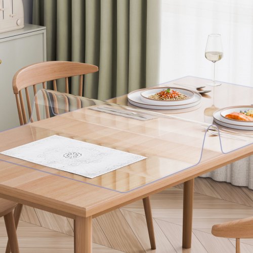 Plastic Table Cover 40 x 80 Inch 2.0 mm Thick Clear Table Protector