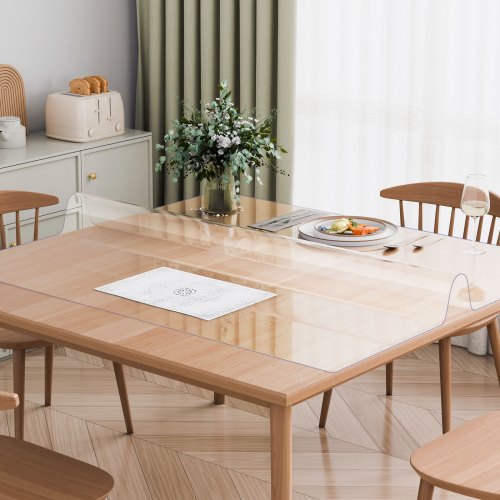 Plastic Table Cover 54 x 54 Inch 1.5 mm Thick Clear Table Protector Square