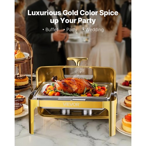 Roll Top Chafing Dish Buffet Complete Set 9Qt Stainless Steel Chafer with Full