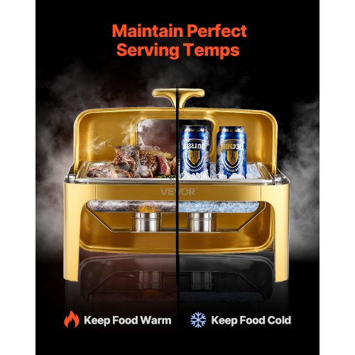 Roll Top Chafing Dish Buffet Complete Set 9Qt Stainless Steel Chafer with Full