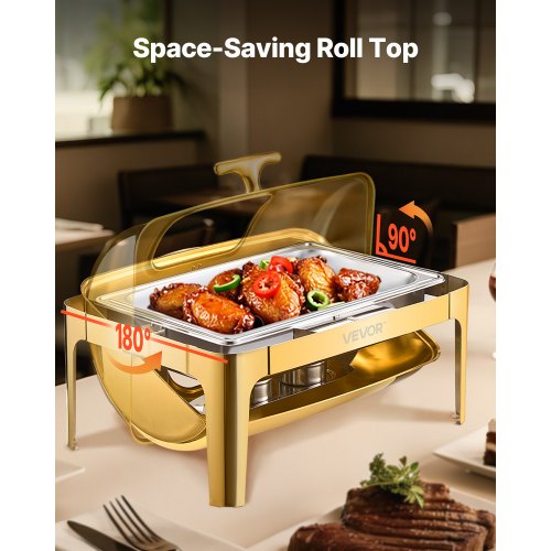 Roll Top Chafing Dish Buffet Complete Set 9Qt Stainless Steel Chafer with Full