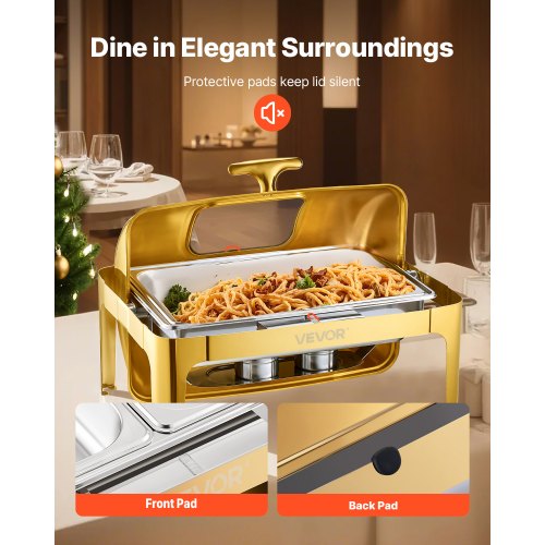 Roll Top Chafing Dish Buffet Complete Set 9Qt Stainless Steel Chafer with Full