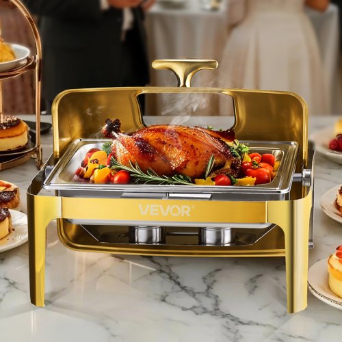 Roll Top Chafing Dish Buffet Complete Set 9Qt Stainless Steel Chafer with Full