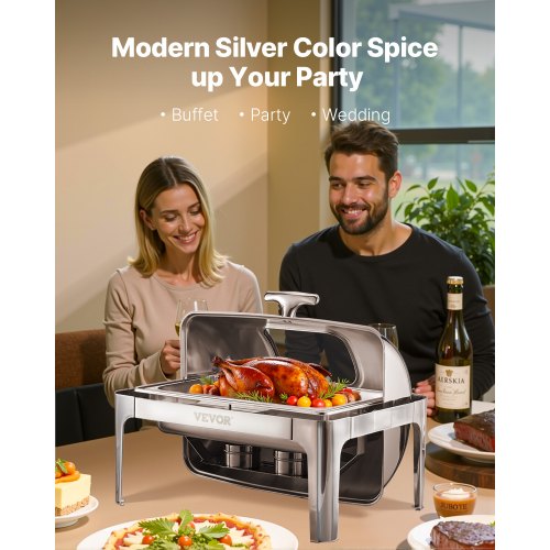 Roll Top Chafing Dish Buffet Complete Set 9 Qt 1 Pack Stainless Steel