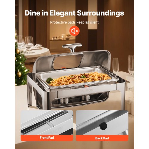 Roll Top Chafing Dish Buffet Complete Set 9 Qt 1 Pack Stainless Steel