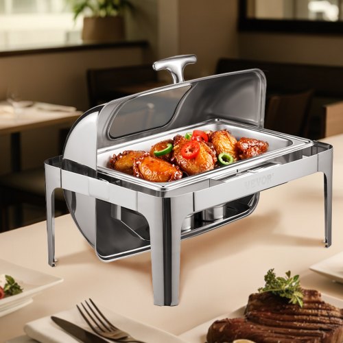 Roll Top Chafing Dish Buffet Complete Set 9 Qt 1 Pack Stainless Steel