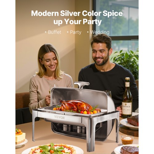 Roll Top Chafing Dish Buffet Complete Set 9Qt Stainless Steel Chafer with Full