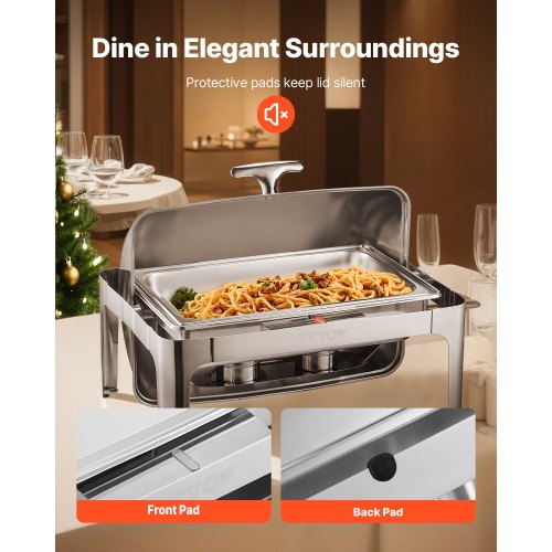 Roll Top Chafing Dish Buffet Complete Set 9Qt Stainless Steel Chafer with Full