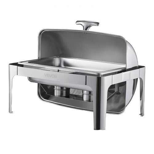 Roll Top Chafing Dish Buffet Complete Set 9Qt Stainless Steel Chafer with Full