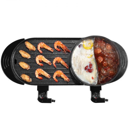 Hot Pot with Grill 2200W 2in1 Electric Smokeless Grill and Hot Pot