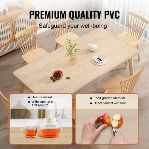 Clear Table Cover Protector 36 x 72 Rectangle Table Cover 1.5 mm Thick