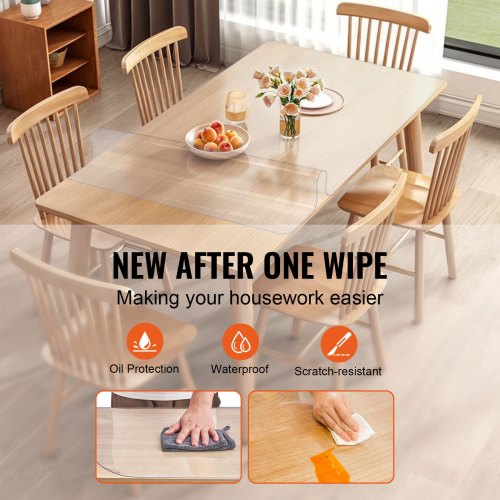 Clear Table Cover Protector 36 x 72 Rectangle Table Cover 1.5 mm Thick