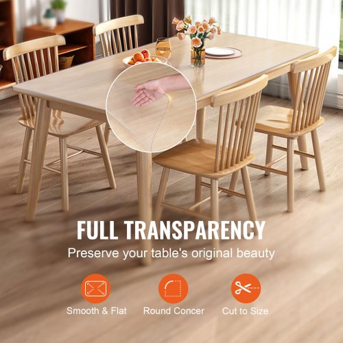 Clear Table Cover Protector 36 x 72 Rectangle Table Cover 1.5 mm Thick