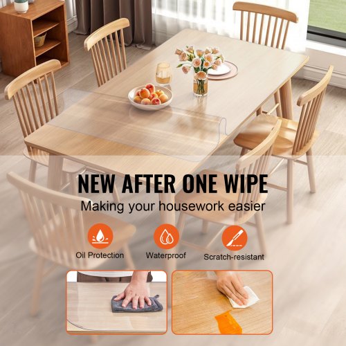 Clear Table Cover Protector 18 x 36 Rectangle Table Cover 1.5 mm Thick