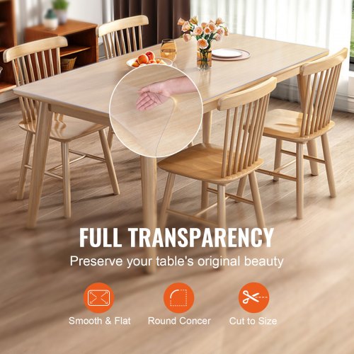 Clear Table Cover Protector 18 x 36 Rectangle Table Cover 1.5 mm Thick