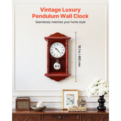Grandfather Clock 18 in Classic Vintage Pendulum Clock Pine Wood MDF