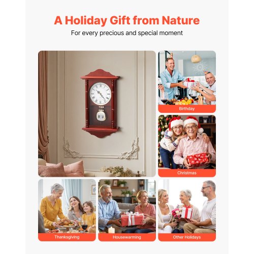 Grandfather Clock 18 in Classic Vintage Pendulum Clock Pine Wood MDF