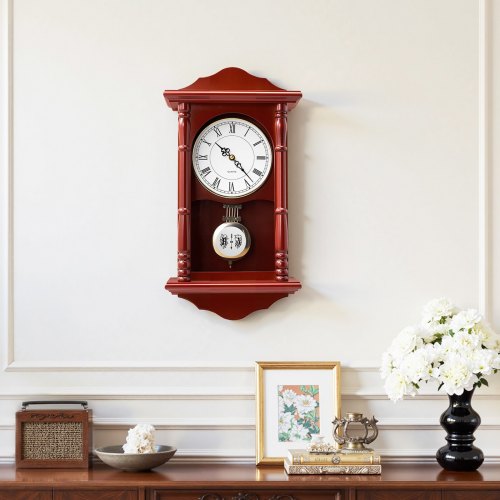 Grandfather Clock 18 in Classic Vintage Pendulum Clock Pine Wood MDF