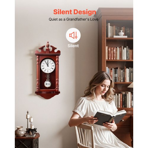 Grandfather Clock 23.2 in Classic Vintage Pendulum Clock Pine Wood MDF