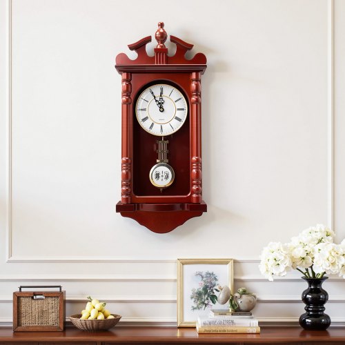 Grandfather Clock 23.2 in Classic Vintage Pendulum Clock Pine Wood MDF