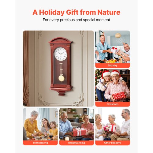 Grandfather Clock 26.7 in Classic Vintage Pendulum Clock Pine Wood MDF