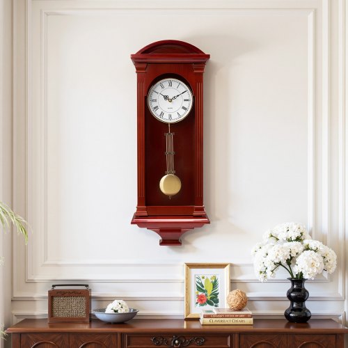 Grandfather Clock 26.7 in Classic Vintage Pendulum Clock Pine Wood MDF
