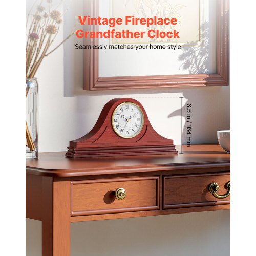 Grandfather Clock 6.4 in Classic Vintage Grandfather Clock MDF Mantel