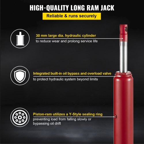 HydraulicPneumatic Long Ram Jack 8 Tons17363 lbs Capacity with Single