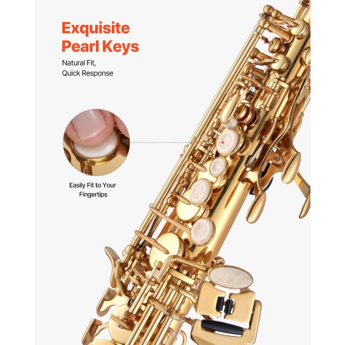 Straight Soprano Saxophone B Flat Brass Saxophone Beginner Kit with Carrying