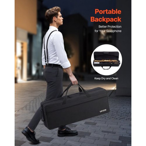 Straight Soprano Saxophone B Flat Brass Saxophone Beginner Kit with Carrying