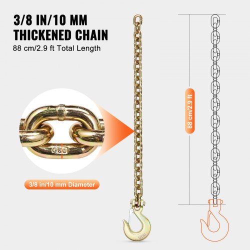 G80 Transport Binder Chain 38 x 29 2Pack Tow Chain with Clevis Snap